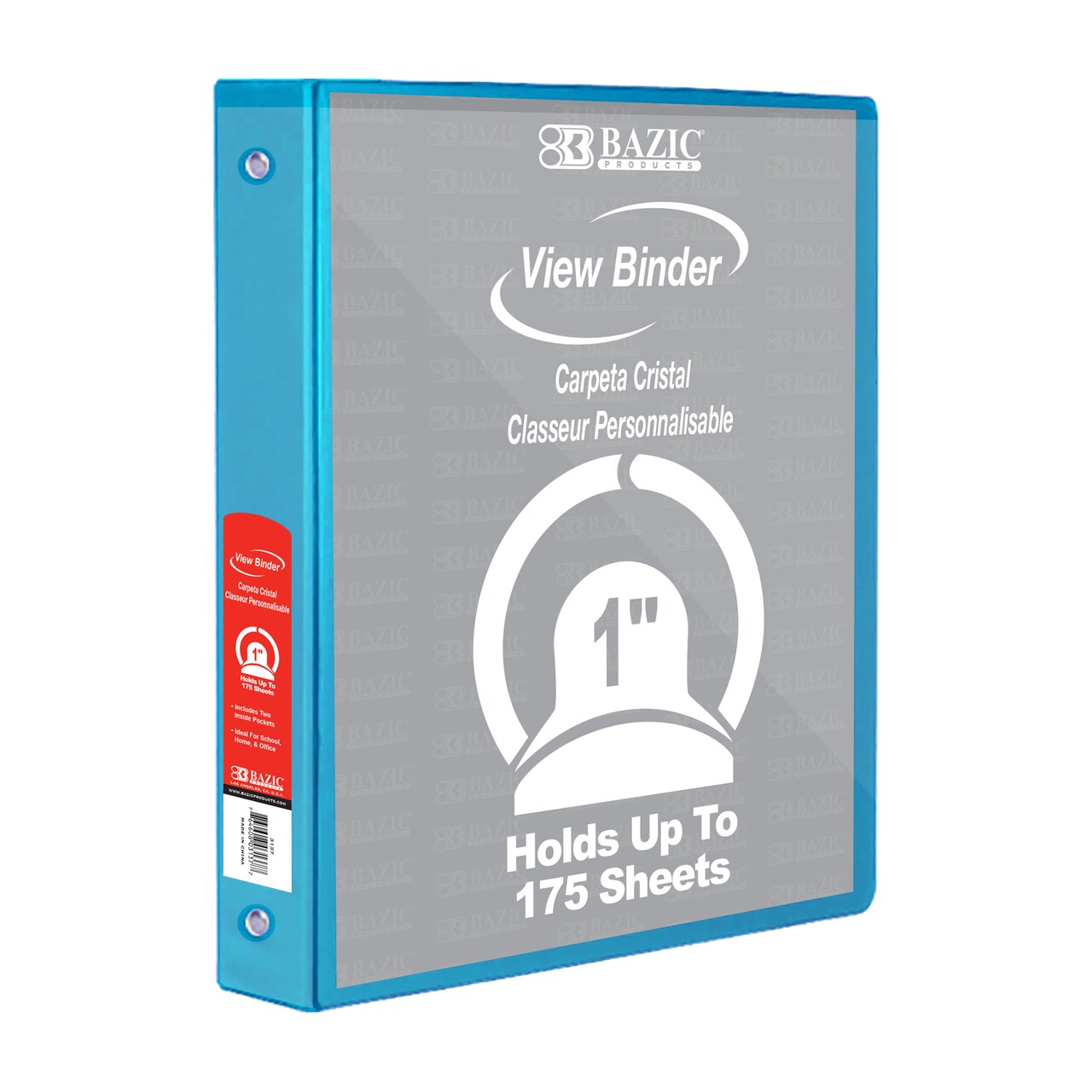 BAZIC 1" 3-Ring View Binder w/ 2-Pockets (11 Color Available)